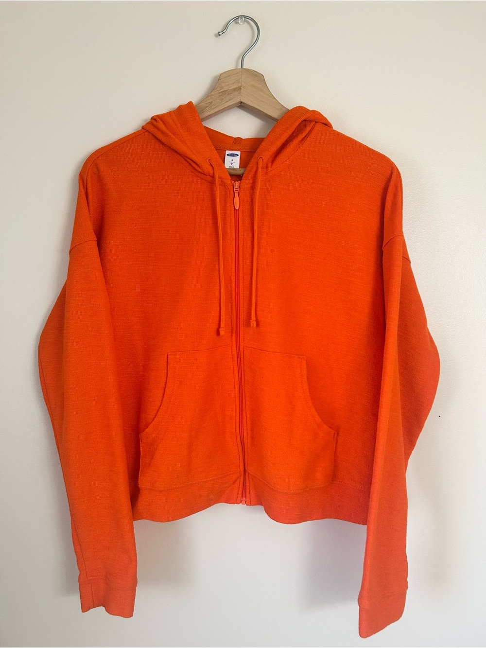 Old Navy Textured Orange Slub-Knit Cropped Zip Hoodie